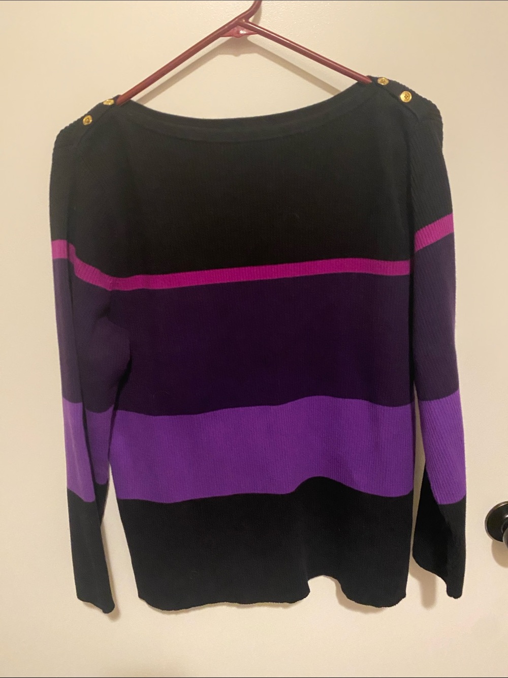 Lauren Ralph Lauren Black, Purple & Pink Striped Women's Sweater